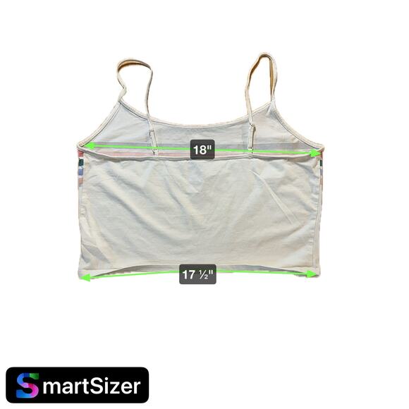 American Eagle Cropped Tank Top XL Cream Rainbow Striped Spaghetti Strap‎ Women - Picture 5 of 5